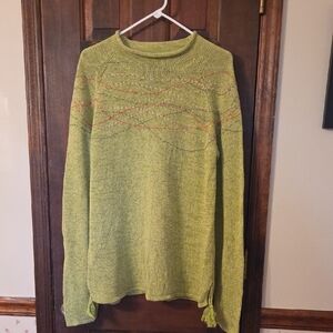Coldwater Creek Green Sweater with Orange Accents